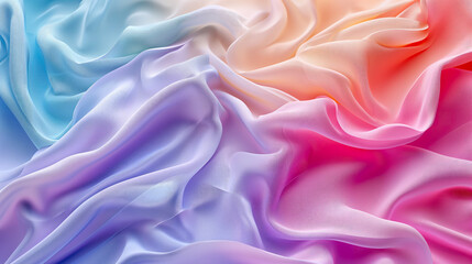 Fototapeta premium Elegant Flow of Multicolored Satin Fabric Waves