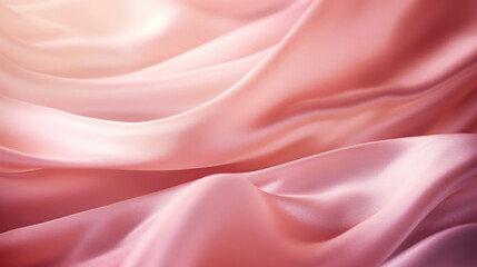 Close-up of a smooth, luxurious pink satin fabric with soft folds, illustrating elegance and delicacy.