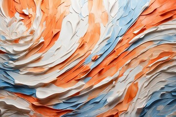 "Immerse yourself in the creative potential of an orange, white, and light blue gradient, where every stroke of the brush reveals a new and fascinating blend of colors and textures.