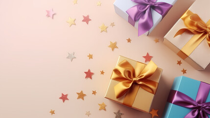 Fototapeta na wymiar Gift background for birthdays, holiday anniversaries, Valentine's Day and weddings