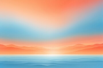 A stunning orange and light blue gradient background that fades into a soft white, reminiscent of a dreamy sunset over the ocean