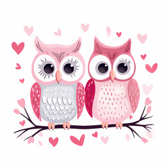 Cute Valentines Owl on branch