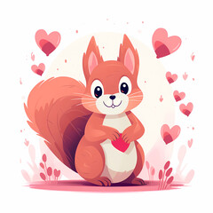 Squirrell with heart Valentines clipart