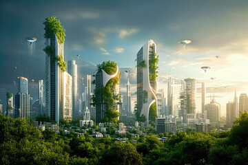  Eco-futuristic cityscape ESG concept