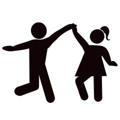 Portrait a couple happy dancing party illustration