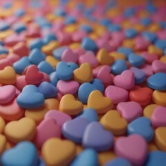 Fototapeta na wymiar Colorful Rain of candy hearts on a white background 