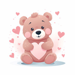 Fototapeta premium Cute Bear with heart Valentines card