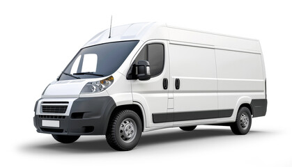 White delivery van isolated from transparent background