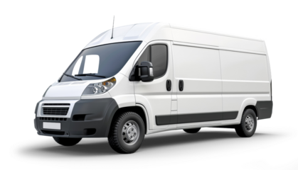 White delivery van isolated from transparent background
