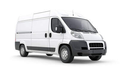 White delivery van on from white or transparent background