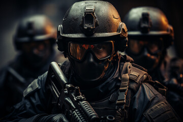 たくさんの兵士の特殊部隊またはテロリストの戦争イメージ「AI生成画像」