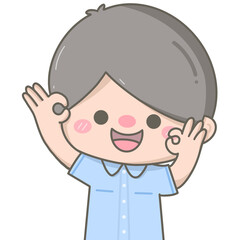 Cute little boy showing finger sign okay