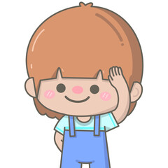 Cute little boy tired with hand on face