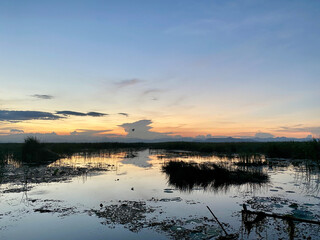 sunset over the lake