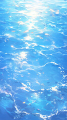 キラキラと光が反射する爽やかな水面の夏イメージの背景イラスト「AI生成画像」 - obrazy, fototapety, plakaty