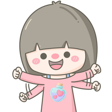 Cute little happy pastel girl excited