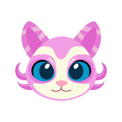 Fototapeta premium Cute Cat Head Cartoon Vector Illustration. Cat face avatar illustration