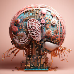 Naklejka premium Create_a_simple_3D_version_of_a_human_brain_as_a_circuit