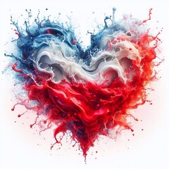Heart shape Poland flag what Splash of water and flame. AI generated illustration
