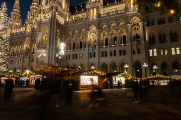 Christmas market Christkindlmarkt at the Rathaus in Vienna