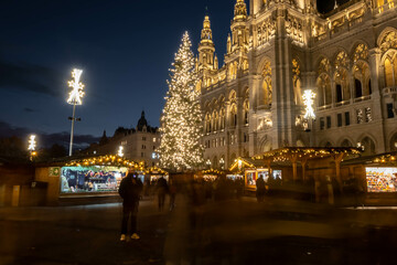 Christmas market Christkindlmarkt at the Rathaus in Vienna