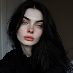 Fototapeta premium Woman of 20 years young, very white complexion, full lips