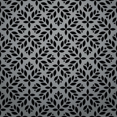 Flower geometric pattern. Seamless vector background. Gray and black ornament