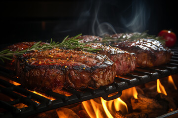 Delicious_Rib_-_eye_Steak_on_grill_isolated_white_backgr