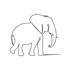 World elephant  continuous one line drawing outline vector illustration