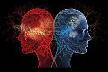 Fractal yellow light brain illustration, educational research, cognitive assessment, learning potential, adaptive capabilities blue areas of improvement students cognitive skills, brain nerve synapses