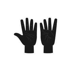 Fingers sign nine 9 number on two hands black silhouette, communication hands gesture, vector count infographic 4 plus 5
