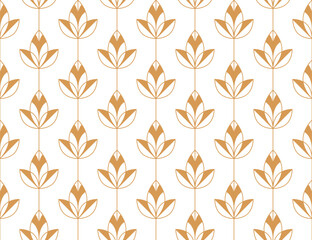Flower geometric pattern. Seamless vector background. Gold and white ornament