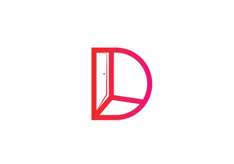 Letter D door logo, Letter D with open door logo design vector illustration. letter d door logo design