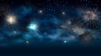 Beautiful fireworks background at night for holiday decoration