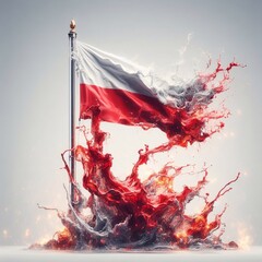 Poland flag what Splash of water and flame. AI generated illustration