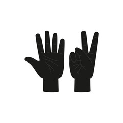 Finger count hand silhouette icon for indicating seven number, vector isolated.