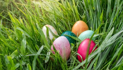 Fototapeta premium Easter Eggs in the Grass