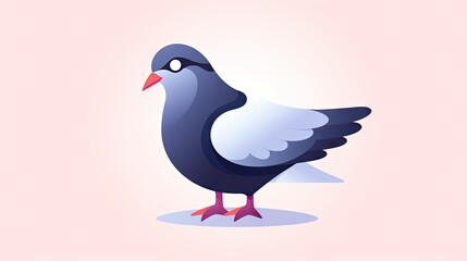 delightful image featuring a flat cartoon character design of a colorful pigeon bird.