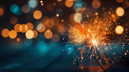 Beautiful fireworks background at night for holiday decoration