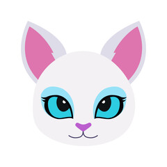 Fototapeta premium Cute Cat Head Cartoon Vector Illustration. Cat face avatar illustration