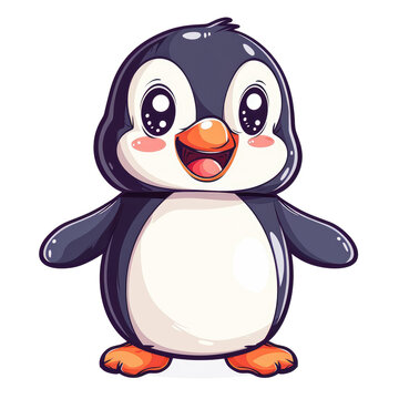 cute penguin character cartoon t-shirt design, transparent background, Ai Generated Images