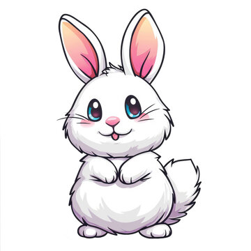 cute Rabbit character cartoon t-shirt design, transparent background, Ai Generated Images