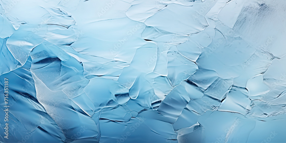 Wall mural blue ice texture background, The textured cold frosty surface of ice block on blue background. - Wall murals