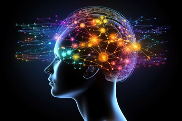 Obraz premium Colored brain neurodegeneration, neurogenesis and neuromodulation in tackling neurological disorders. Neuroimaging, realm of neuroscience, challenges and breakthroughs in neurological complexities