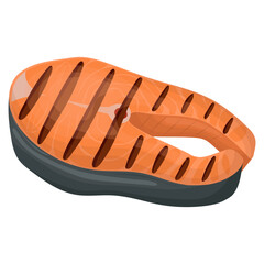 Grilled salmon . Vector illustration on a white background