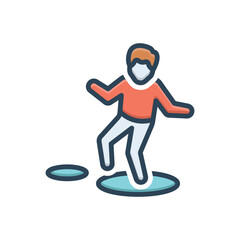 Color illustration icon for careful