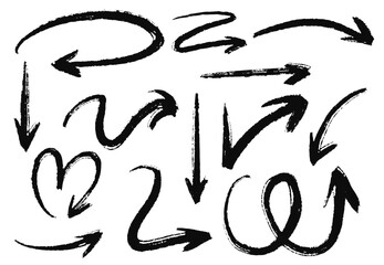  Arrows icons vector hand drawn editable set. Simple logo vector design illustration image. Arrow sketch handmade doodle swipe up symbol sign isolated on white background.