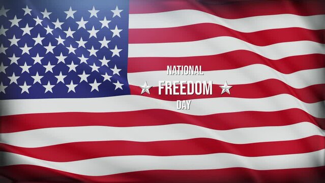 National Freedom Day, A close-up image of a flag with the text National Freedom Day. Suitable for designs related to national celebrations, patriotic events, freedom and independence commemorations.