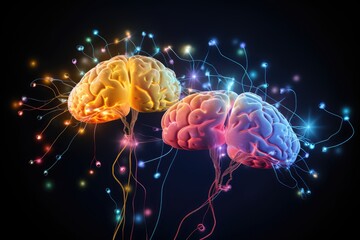 Fototapeta premium Colorful Human brain anatomy, traumatic brain injury (TBI), brain tumor, epilepsy, stroke treatment therapies brain disfunctions, neurology, mental brain supplements, positron emission tomography