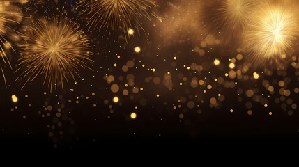 Naklejka premium Happy New Year, burning fireworks with bokeh light background